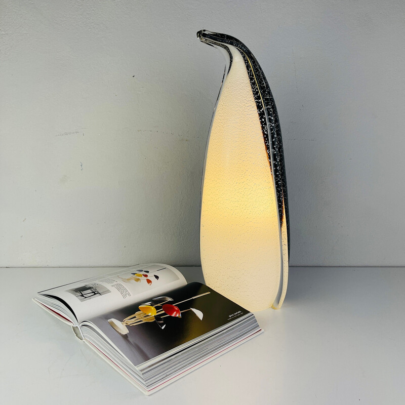 Lámpara de mesa vintage de cristal de Murano Pingüino, Italia años 80