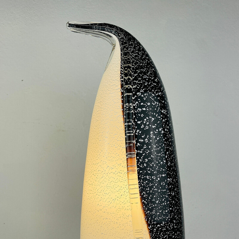 Lámpara de mesa vintage de cristal de Murano Pingüino, Italia años 80
