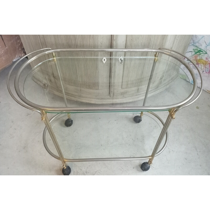 Vintage trolley in glass and chrome for Galotti and Radice