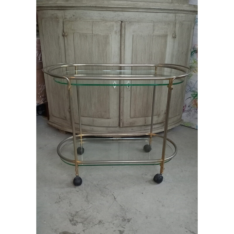 Vintage trolley in glass and chrome for Galotti and Radice