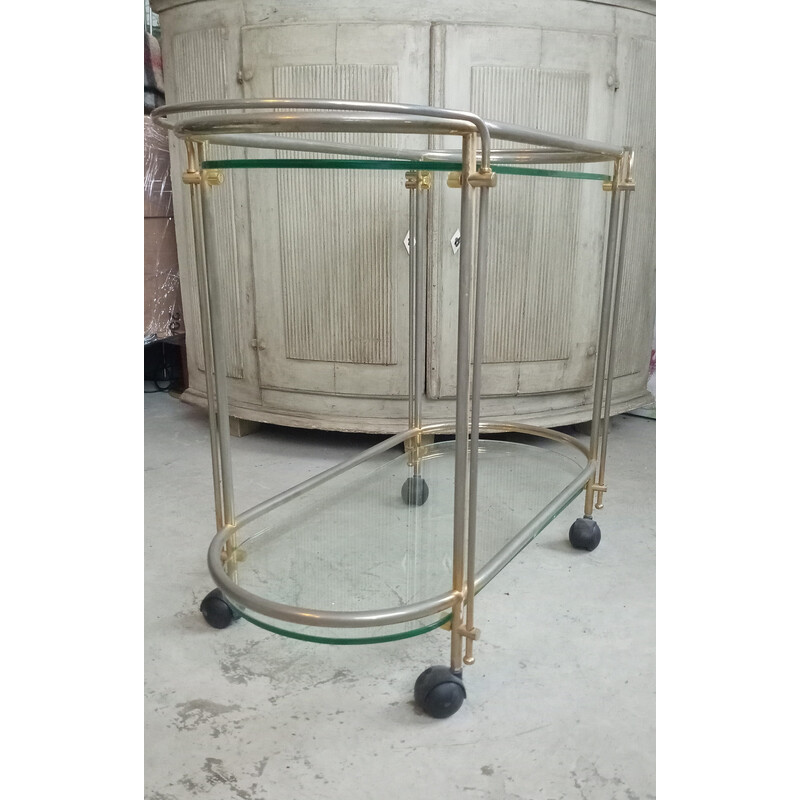 Vintage trolley in glass and chrome for Galotti and Radice