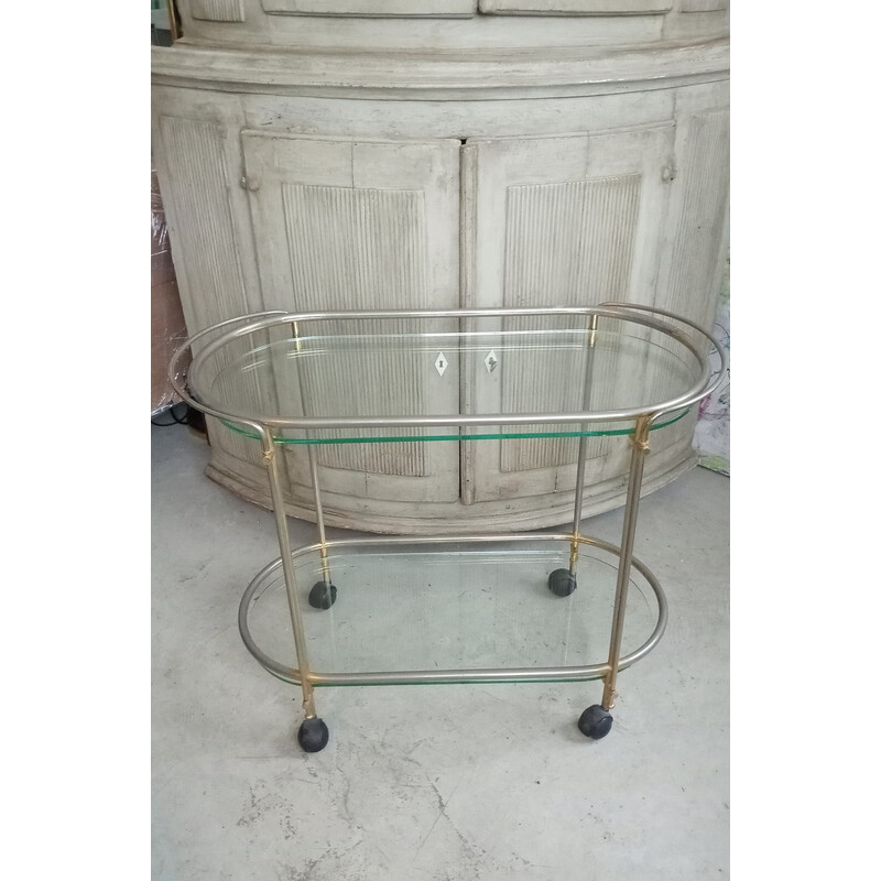 Vintage trolley in glass and chrome for Galotti and Radice