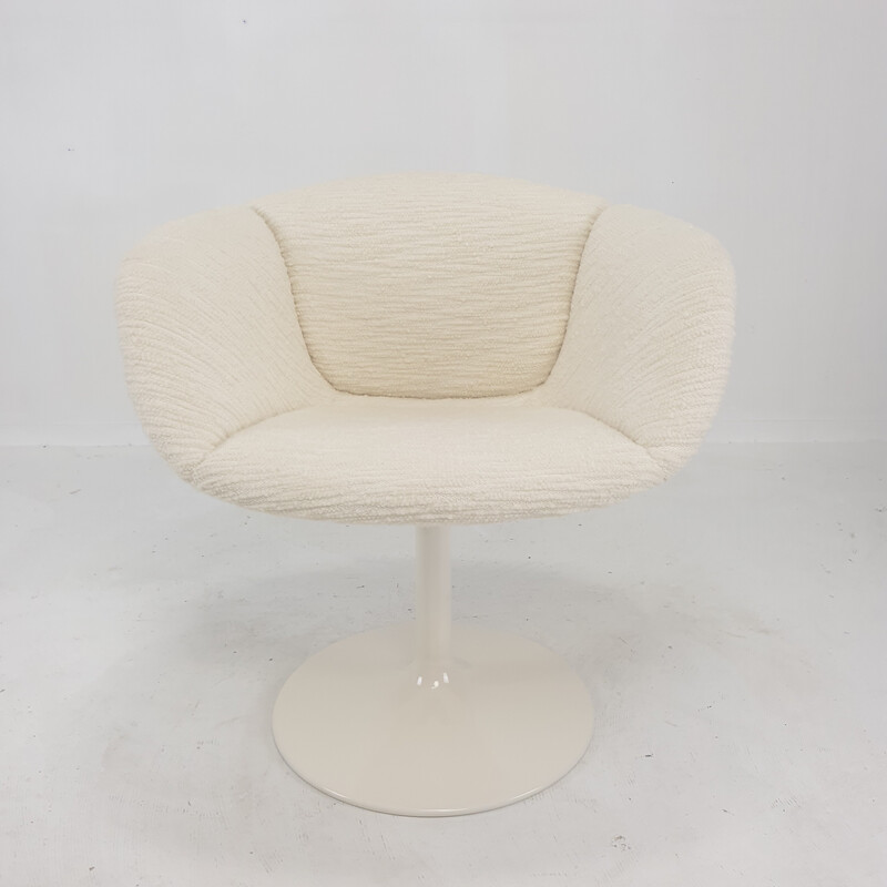 Vintage F8800 armchair in metal, wood and wool by Pierre Paulin for Artifort, France 1960s