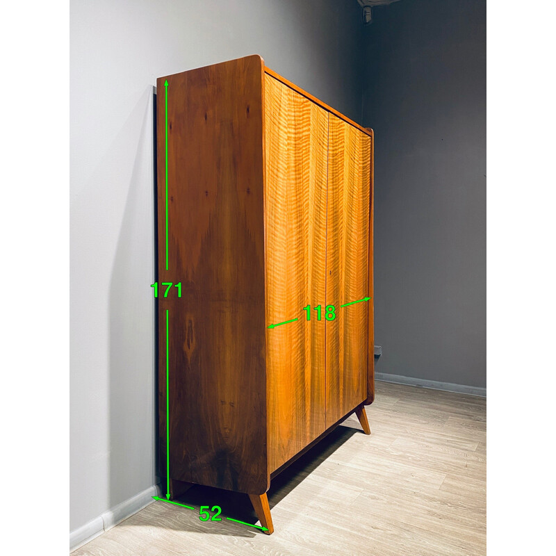 Armoire asymétrique vintage en noyer, 1960