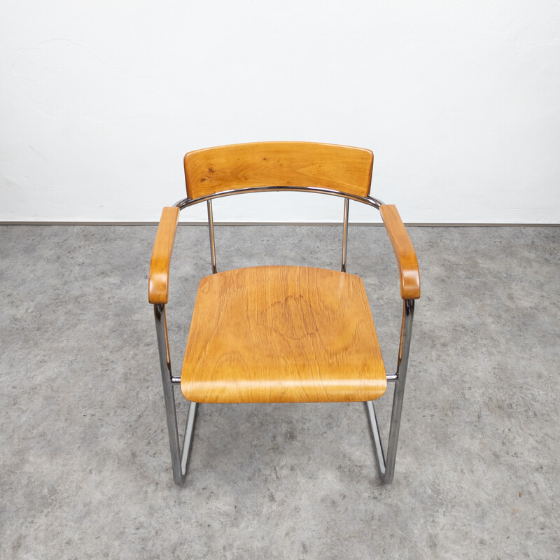 Vintage Bauhaus armchair in tubular steel by Petr Vichr for Vichr, Czechoslovakia 1930s