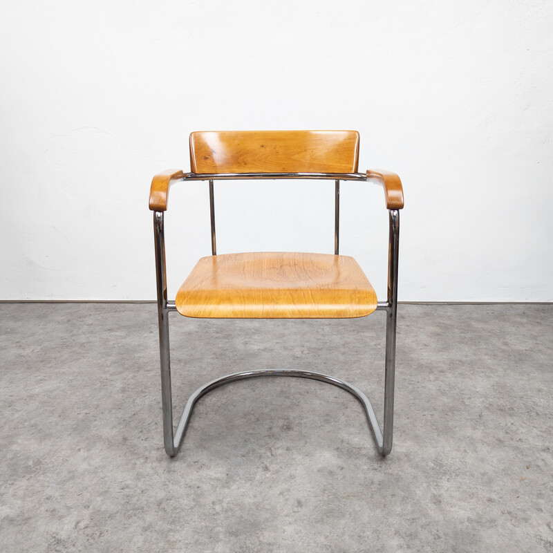 Vintage Bauhaus armchair in tubular steel by Petr Vichr for Vichr, Czechoslovakia 1930s