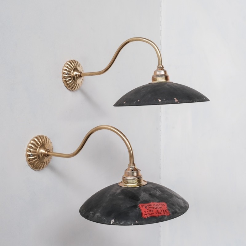 Vintage wall lamp in brass and mercury glass, England 1920s