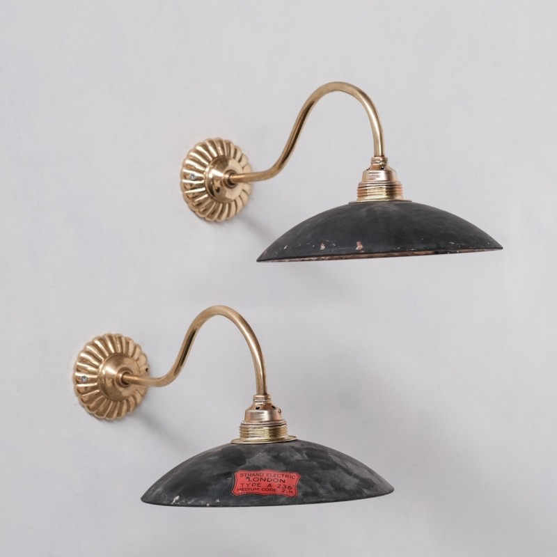 Vintage Wandlampe aus Messing und Quecksilberglas, England 1920er Jahre