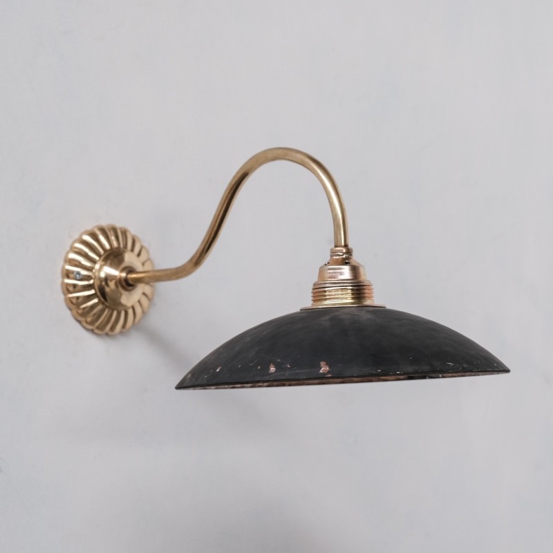 Vintage wandlamp in messing en kwikglas, Engeland 1920