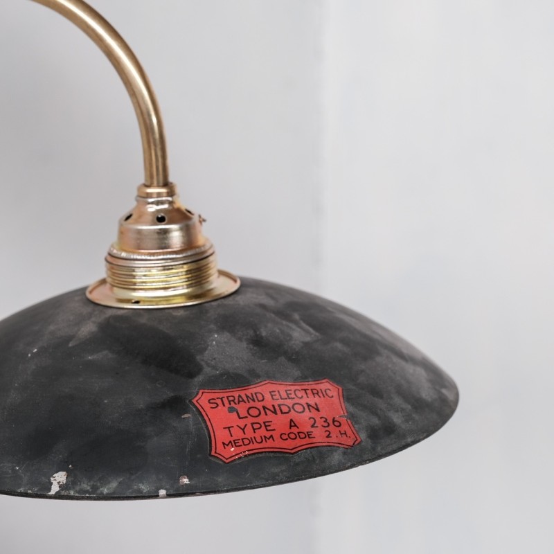 Vintage wandlamp in messing en kwikglas, Engeland 1920