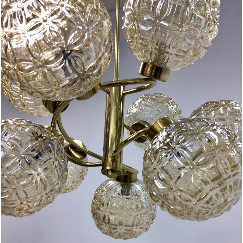 Vintage brass and sphere pendant lamp, 1960s