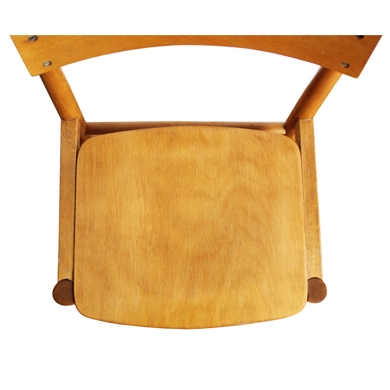 Vintage children's chair in beech for Ton Furniture, 1970s
