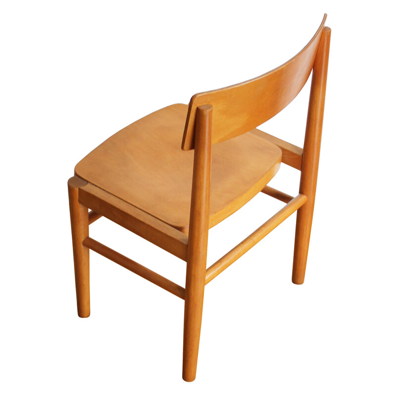 Vintage children's chair in beech for Ton Furniture, 1970s