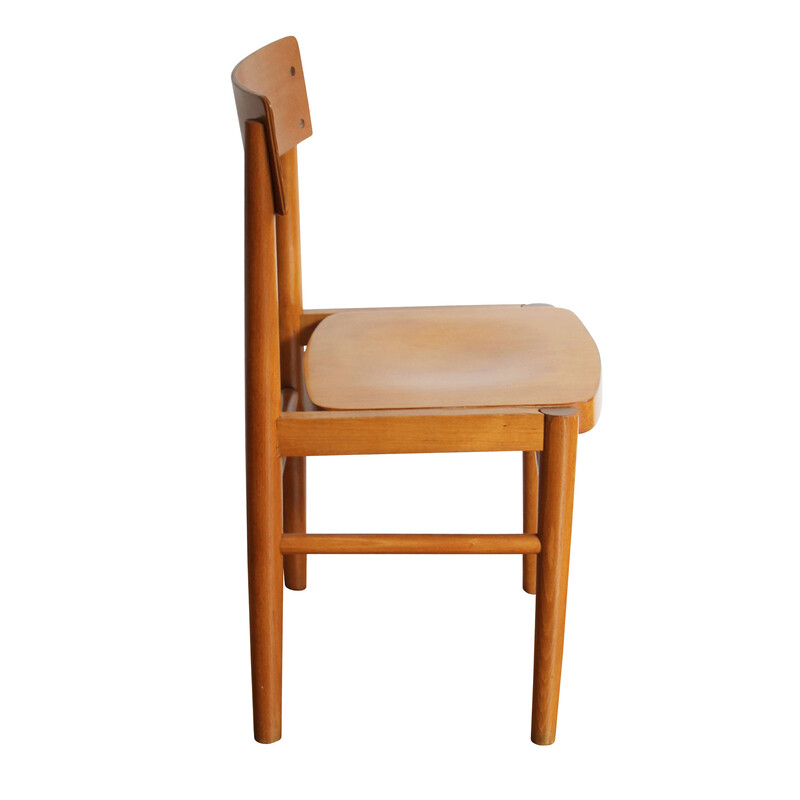 Vintage children's chair in beech for Ton Furniture, 1970s