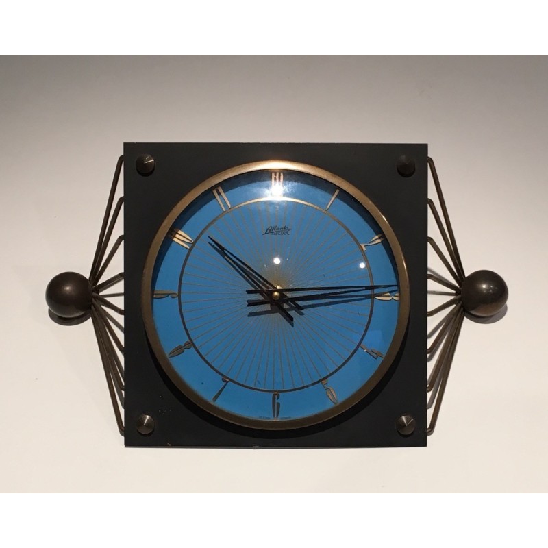 Reloj vintage de metal lacado, cristal y latón, 1950