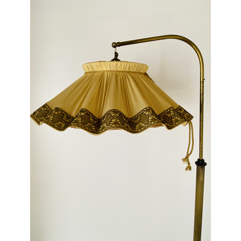 Vintage floor lamp in brass and fabric, Italy 1940s