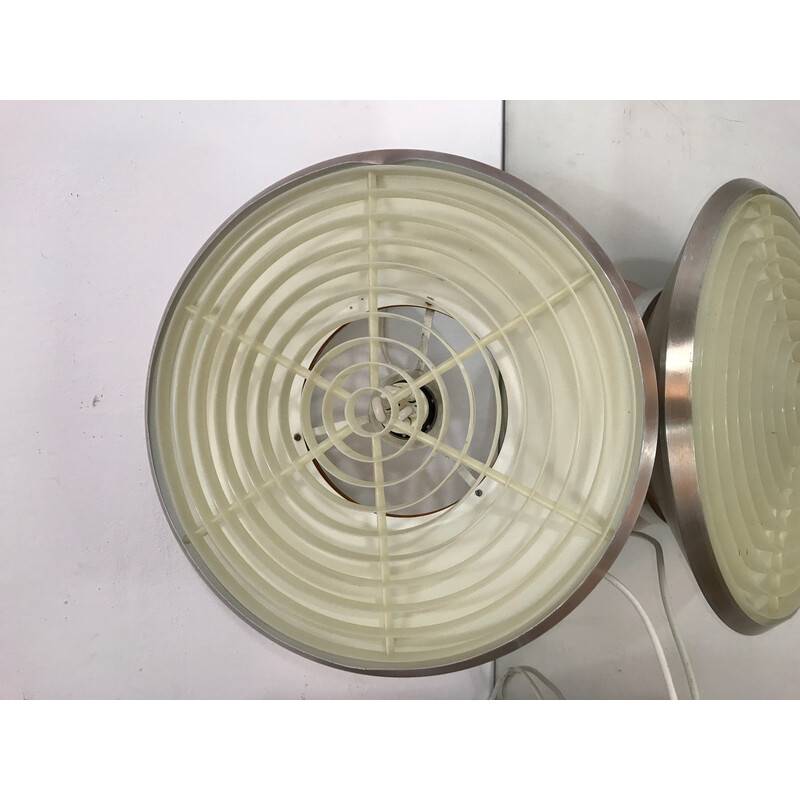 Lámpara de suspensión escandinava vintage de aluminio y plástico, 1960