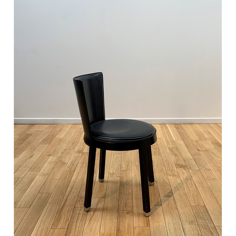 Cadeira Tonon vintage em madeira e couro por Christian Dior