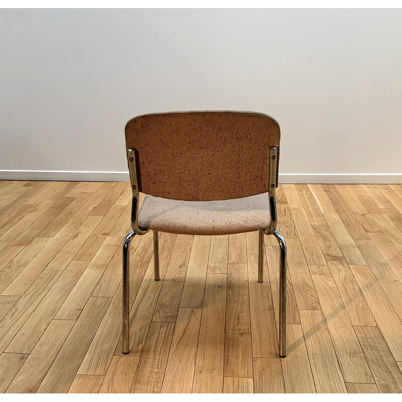 Vintage-Stuhl aus Wolle und verchromtem Metall