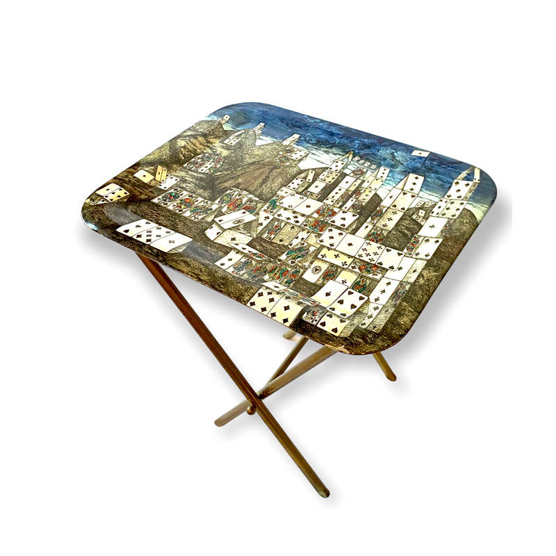 Vintage "City of Cards" folding coffee table by Piero Fornasetti, Italy 1950s