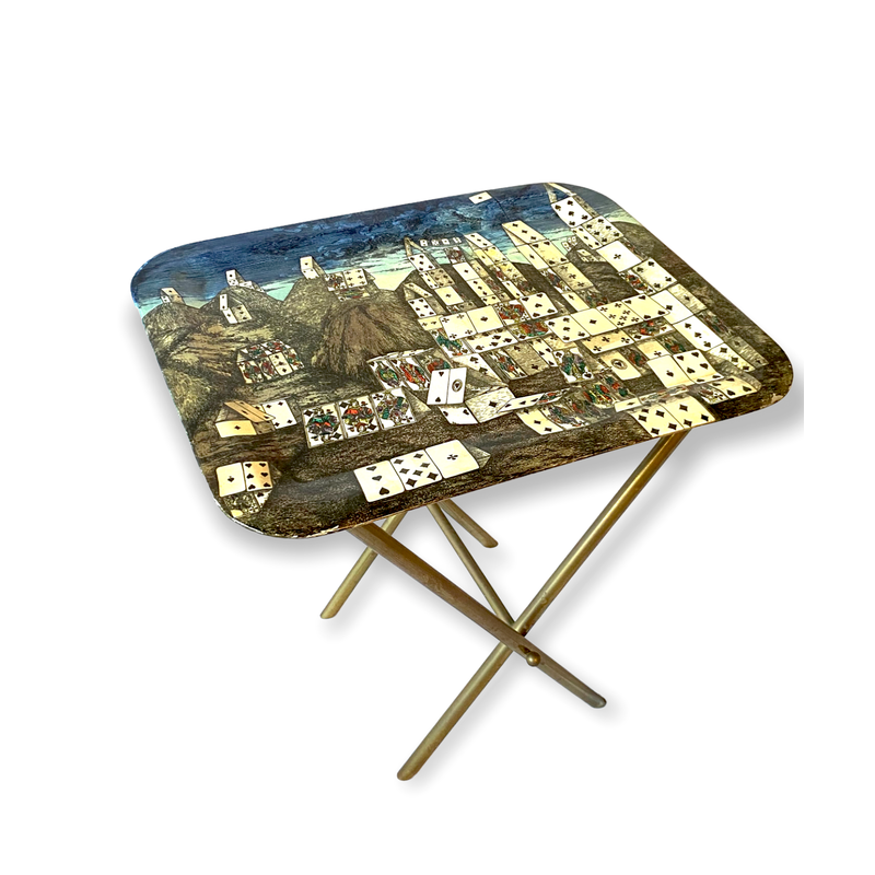 Vintage "City of Cards" folding coffee table by Piero Fornasetti, Italy 1950s