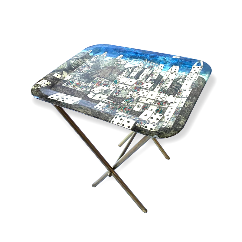 Vintage "City of Cards" folding coffee table by Piero Fornasetti, Italy 1950s
