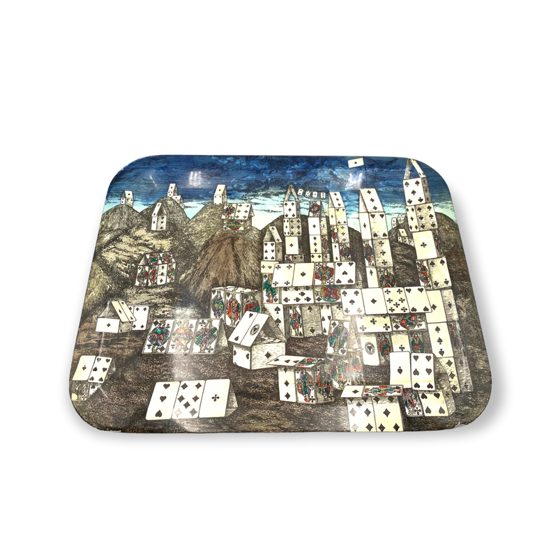 Vintage "City of Cards" folding coffee table by Piero Fornasetti, Italy 1950s