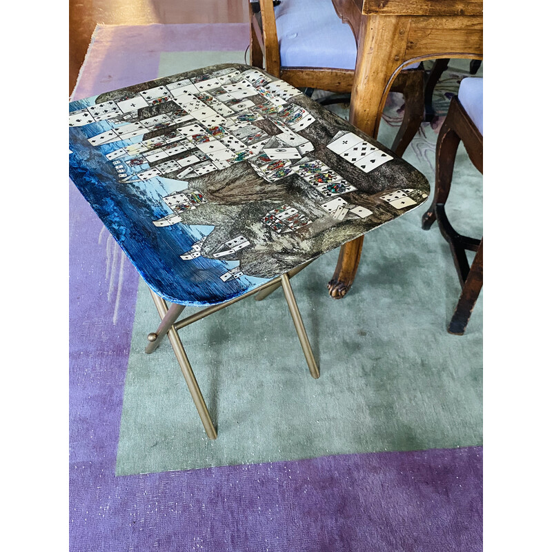 Vintage "City of Cards" folding coffee table by Piero Fornasetti, Italy 1950s