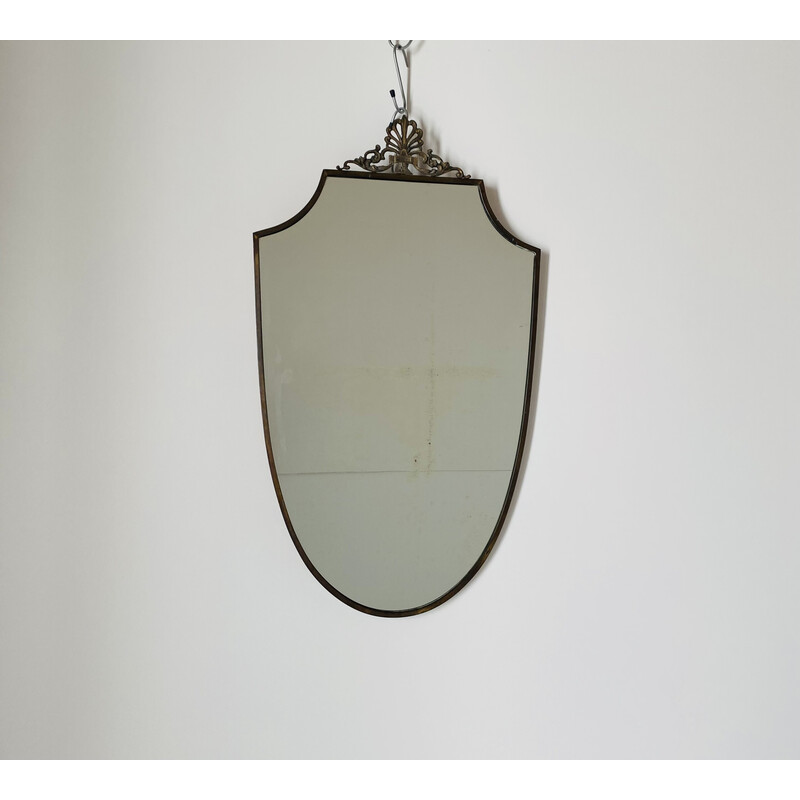 Vintage brass mirror, Italy 1940s