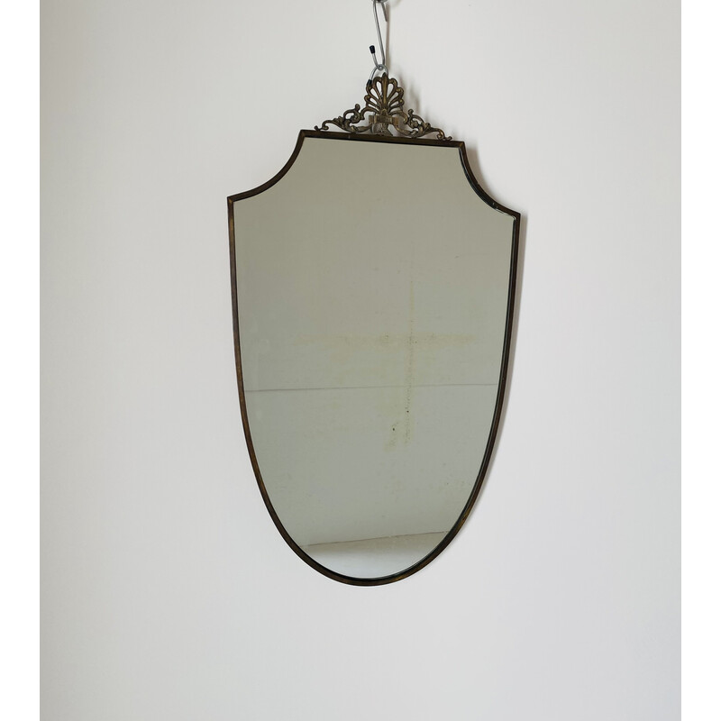 Vintage brass mirror, Italy 1940s