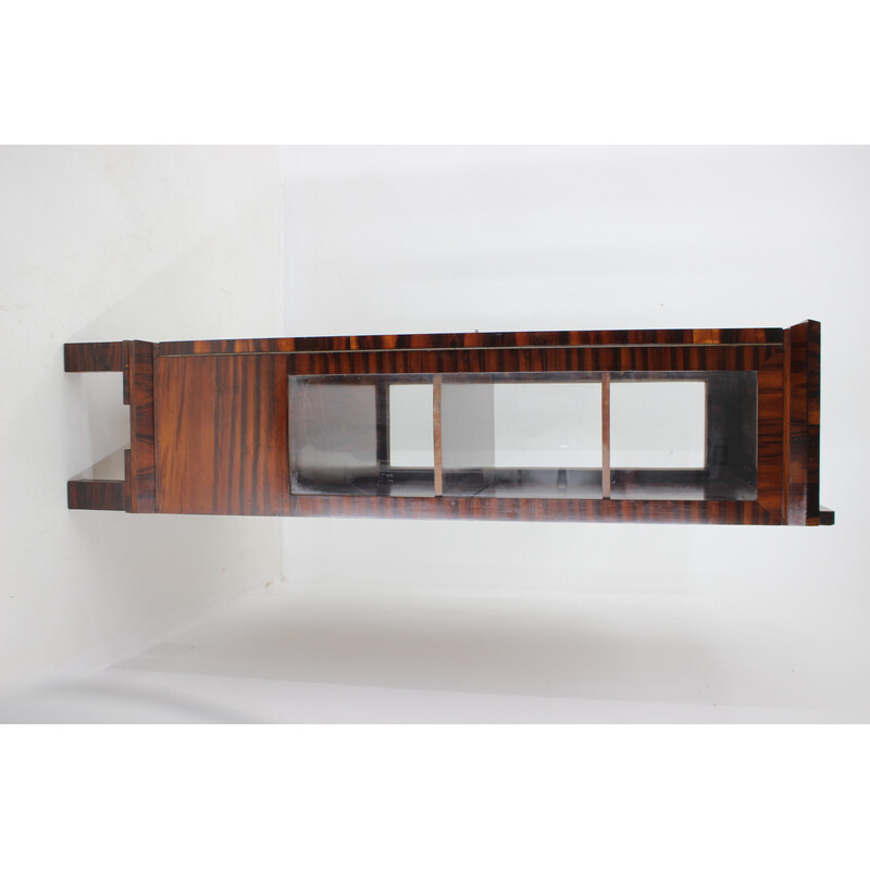Vintage Art Deco display cabinet in rosewood and glass, Czechoslovakia 1930s