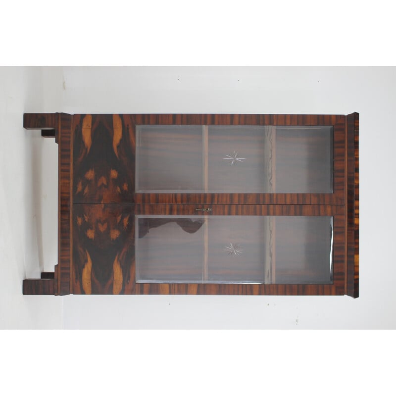 Vintage Art Deco display cabinet in rosewood and glass, Czechoslovakia 1930s