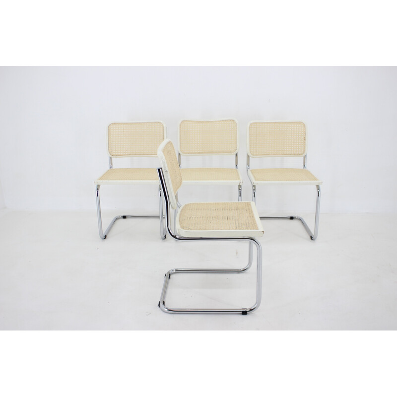 Ensemble de 4 chaises vintage "Cesca" en rotin de Marcel Breuer, Italie 1970