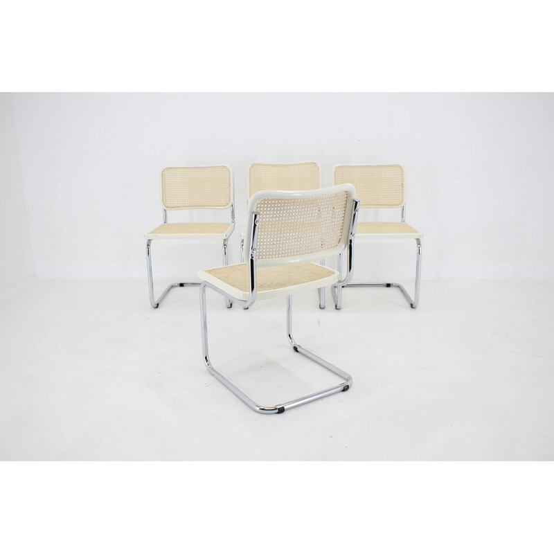 Set of 4 vintage "Cesca" chairs in rattan by Marcel Breuer, Italy 1970s