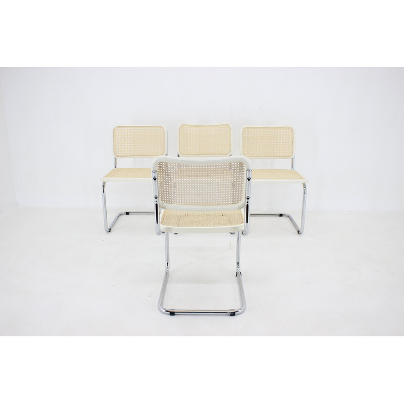Set of 4 vintage "Cesca" chairs in rattan by Marcel Breuer, Italy 1970s