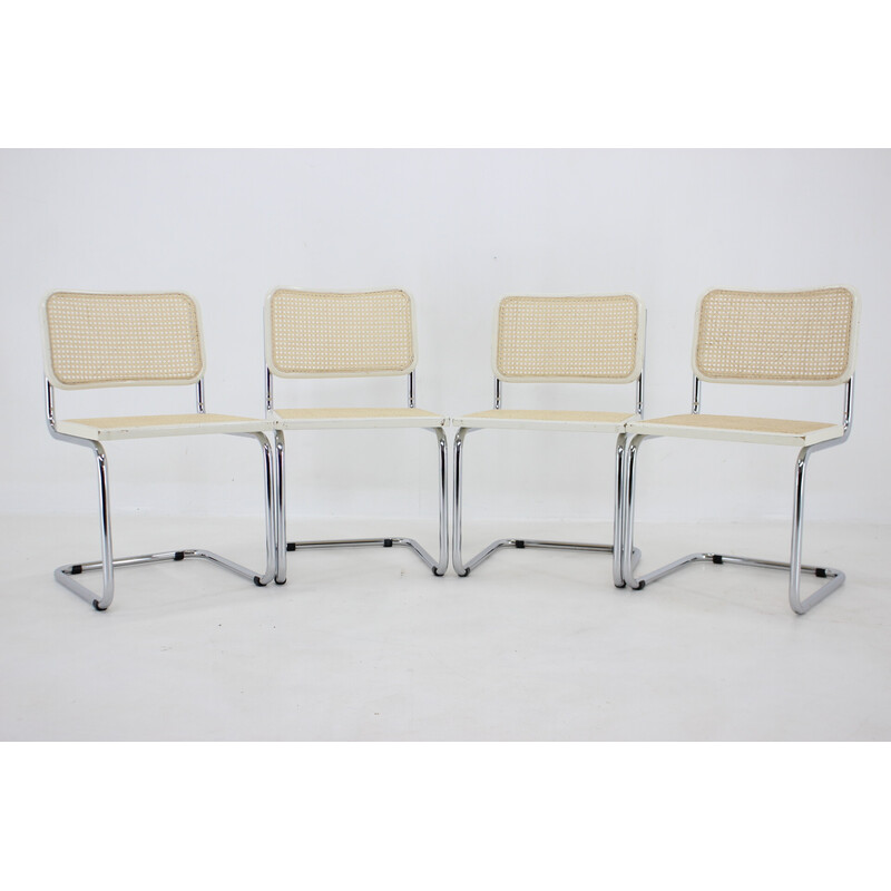 Set of 4 vintage "Cesca" chairs in rattan by Marcel Breuer, Italy 1970s