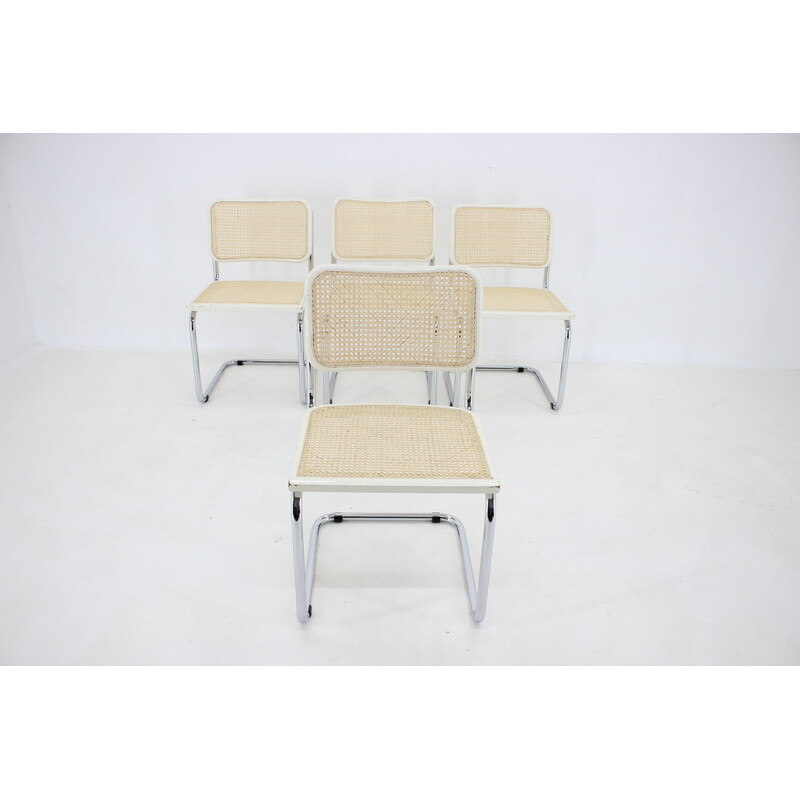 Conjunto de 4 cadeiras "Cesca" vintage em rotim de Marcel Breuer, Itália 1970