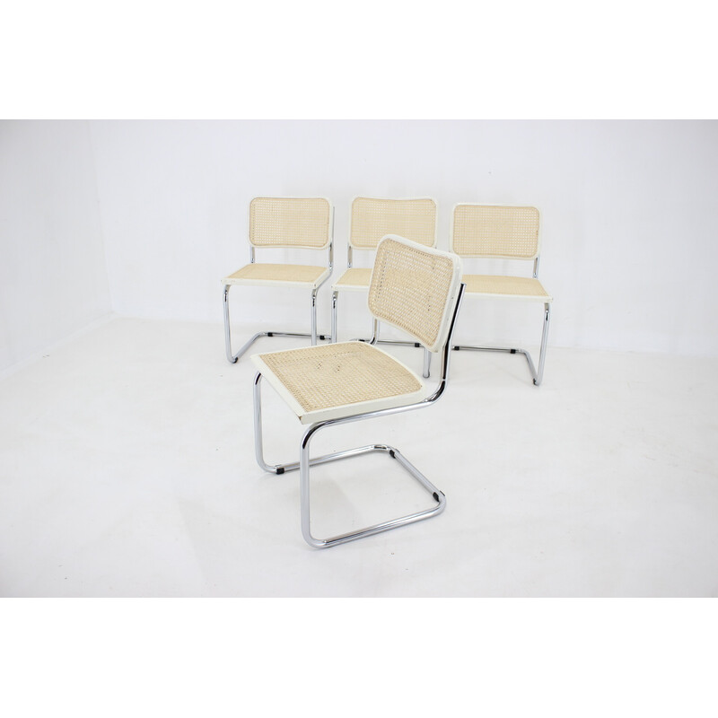 Ensemble de 4 chaises vintage "Cesca" en rotin de Marcel Breuer, Italie 1970