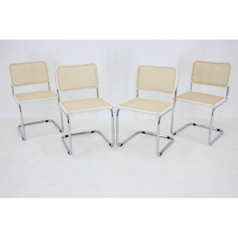Set of 4 vintage "Cesca" chairs in rattan by Marcel Breuer, Italy 1970s