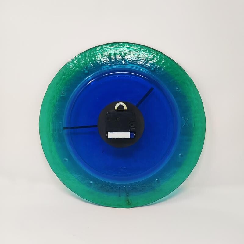 Vintage Murano glass wall clock by Cà Dei Vetrai, Italy 1960s