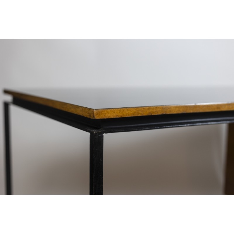 Vintage desk Cm 172 in oakwood and metal by Pierre Paulin, 1950