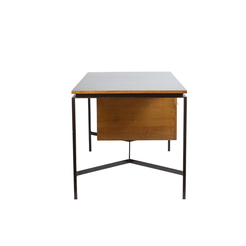 Vintage desk Cm 172 in oakwood and metal by Pierre Paulin, 1950