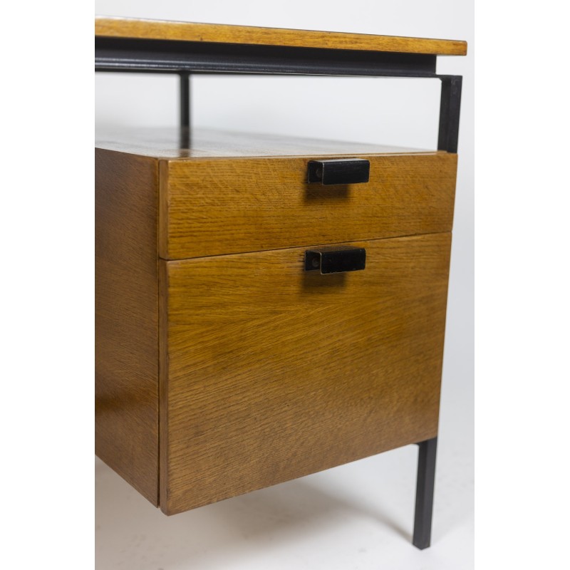 Vintage bureau Cm 172 in eikenhout en metaal van Pierre Paulin, 1950