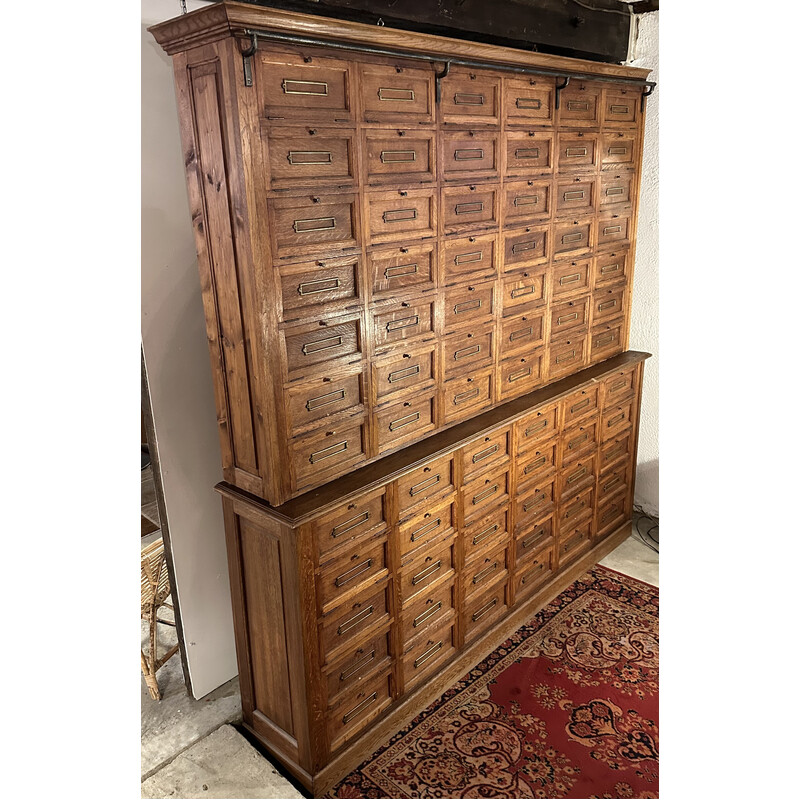 Vintage oakwood "Minutier" notary's cabinet, 1900