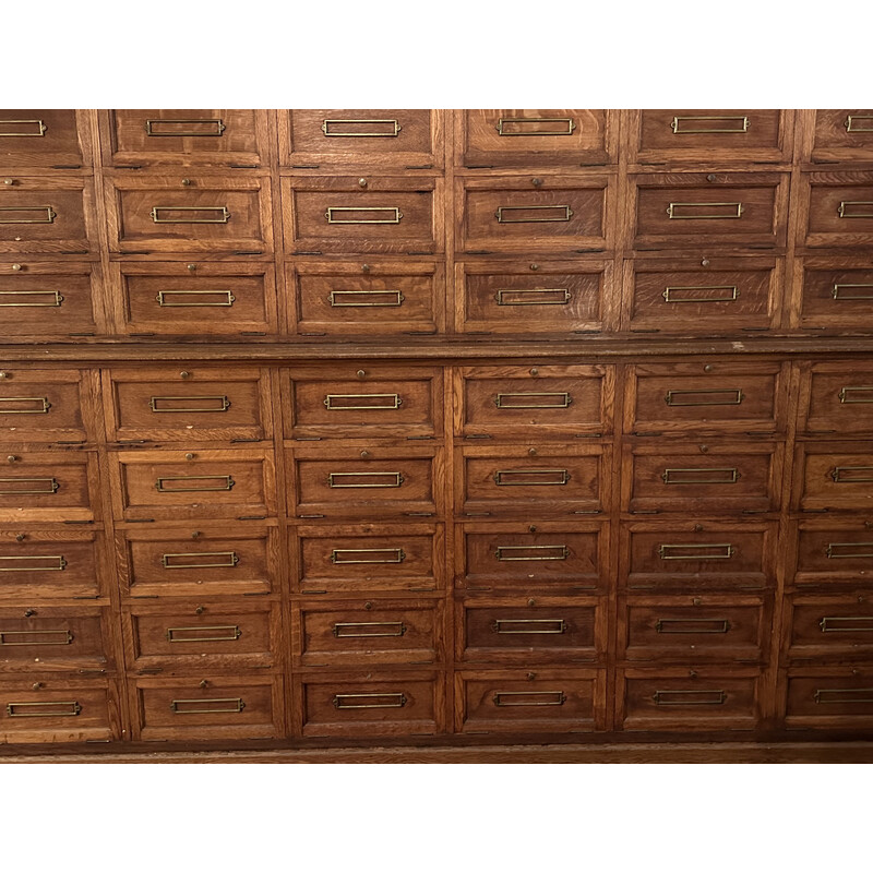 Vintage oakwood "Minutier" notary's cabinet, 1900