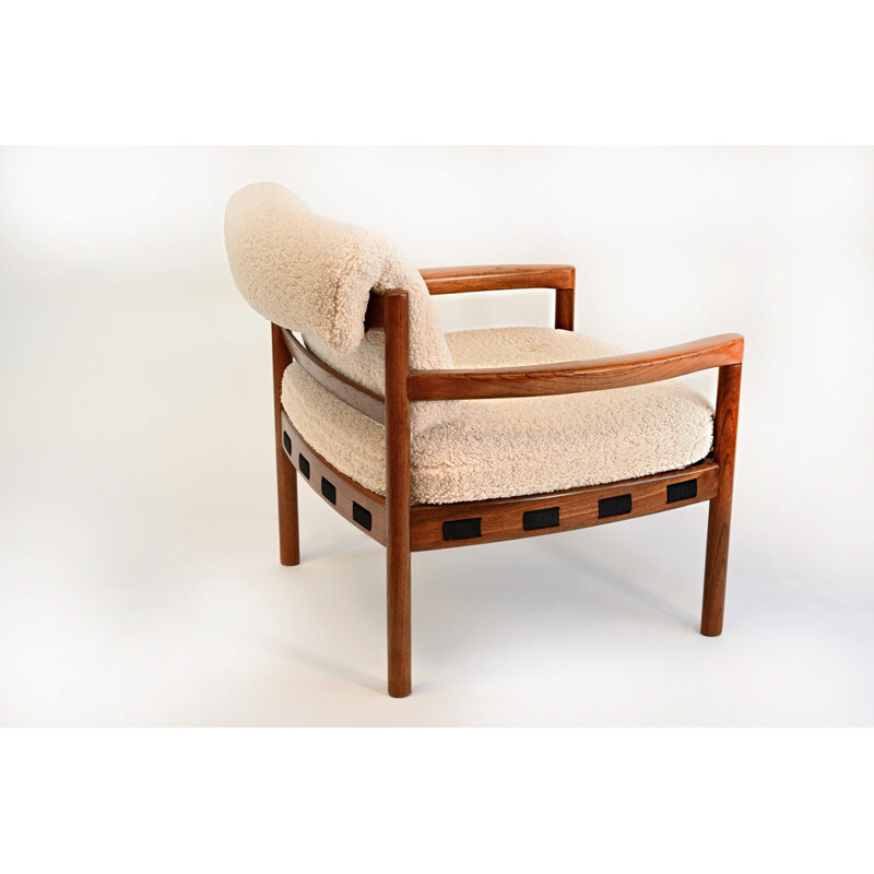 Vintage teak and loop fabric armchair by Sven Ellekaer for Coja, Sweden 1960