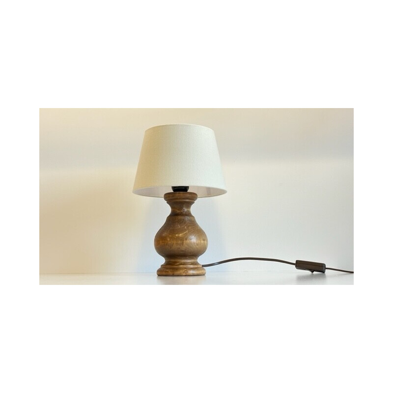 Lampe Campagne vintage en bois tourné