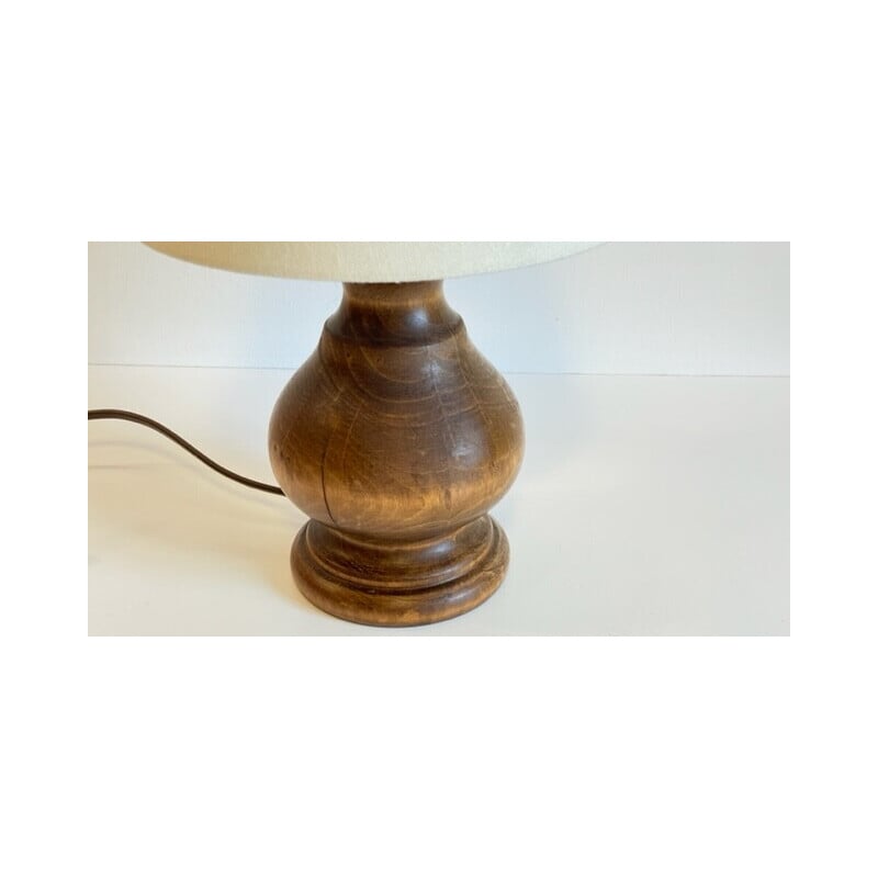 Lampe Campagne vintage en bois tourné