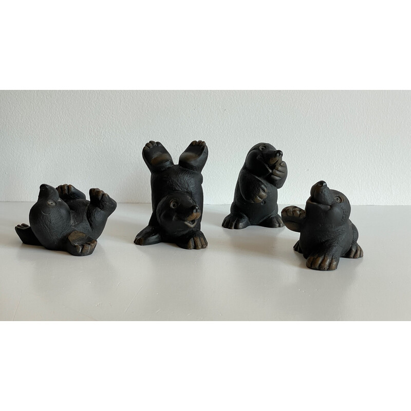 Set of 4 vintage plaster moles by Gilde Handwerk, Germany