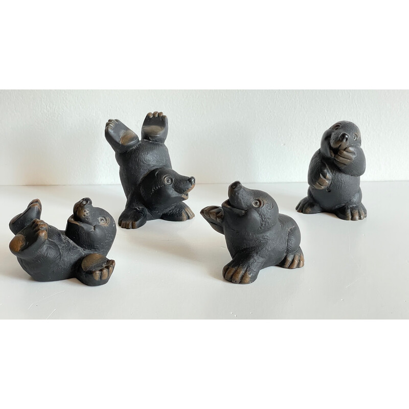 Set of 4 vintage plaster moles by Gilde Handwerk, Germany